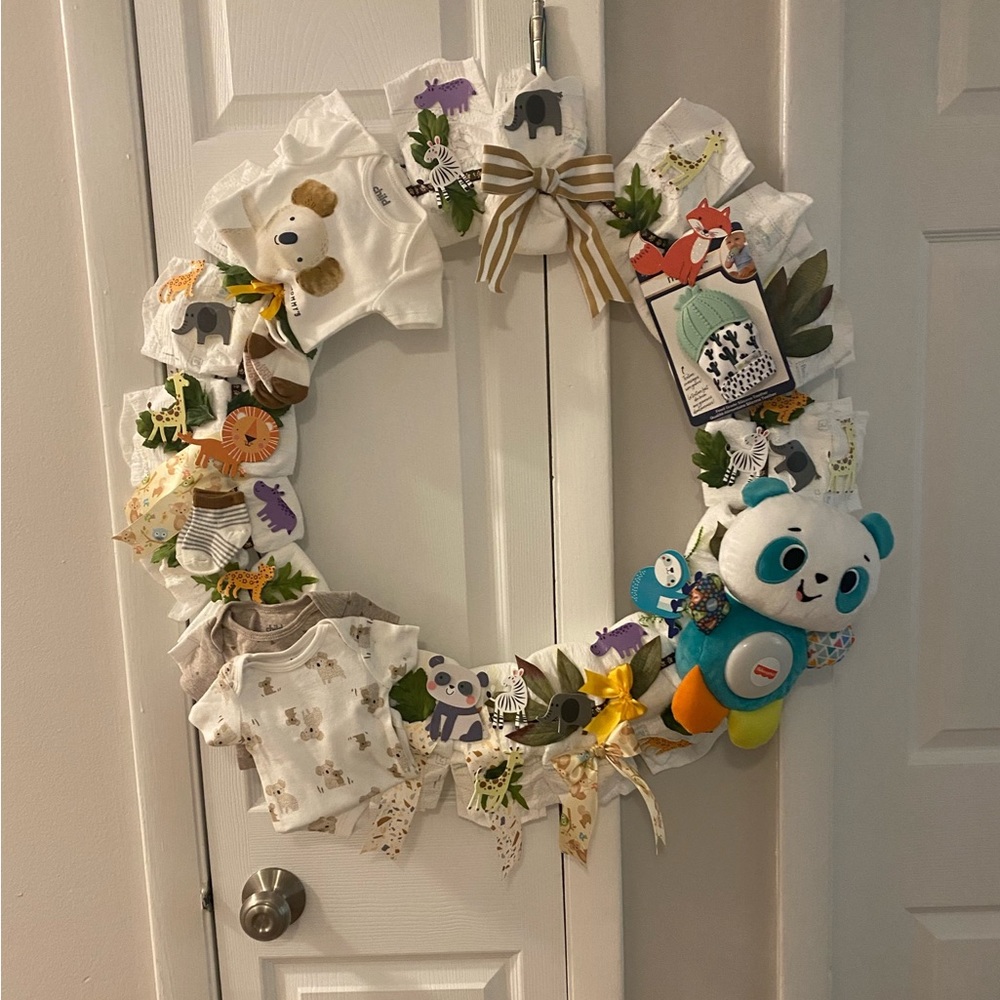Baby Boy or Girl Diaper Wreath for Baby Shower,Birthday,Gender Reveal